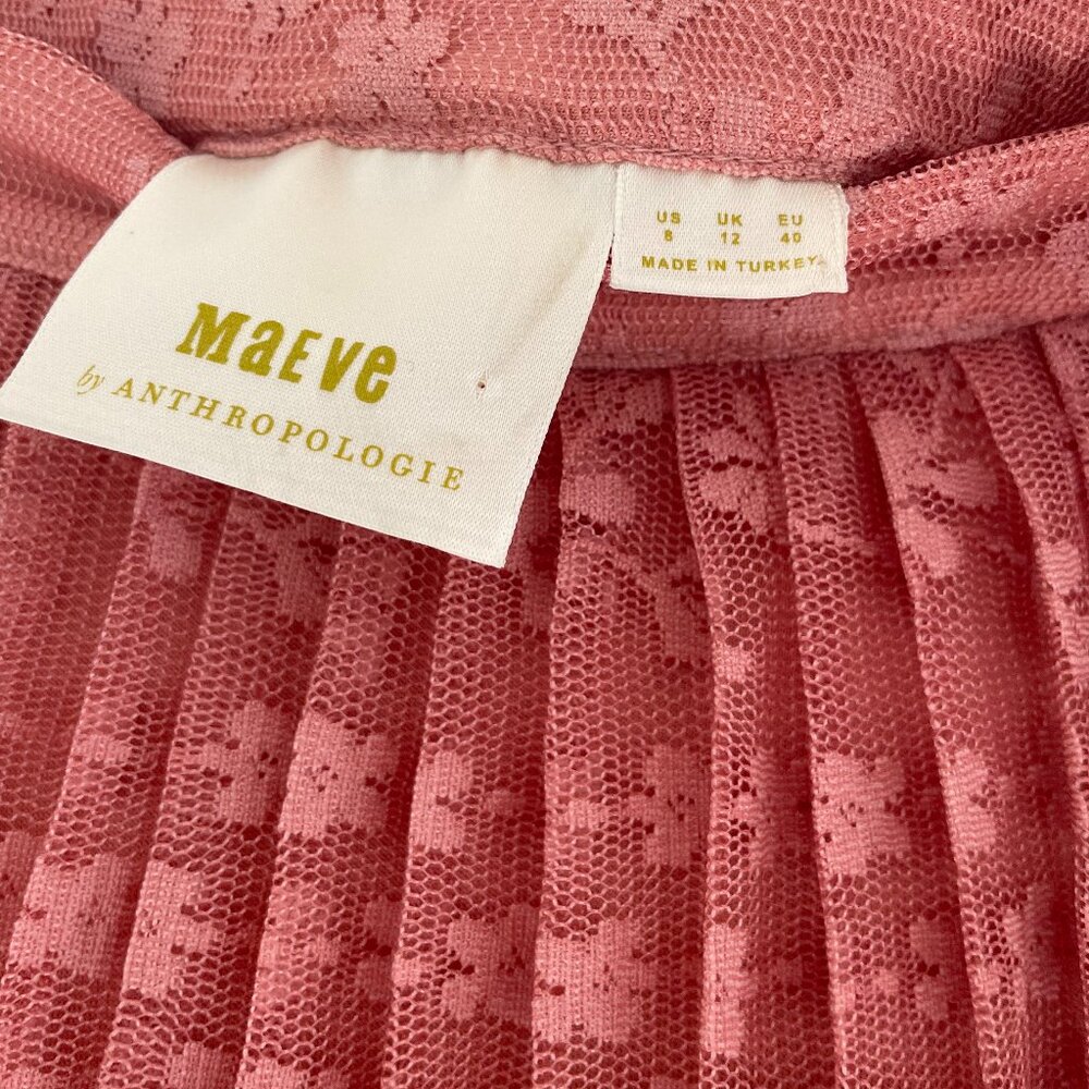 Maeve Pink to Red Ombre Pleated Maxi Skirt - Picture 5 of 6
